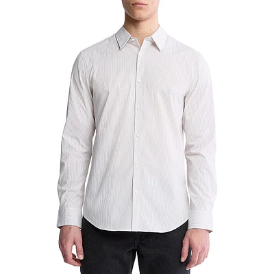 Slim-Fit Stretch Cotton Thin Stripe Shirt