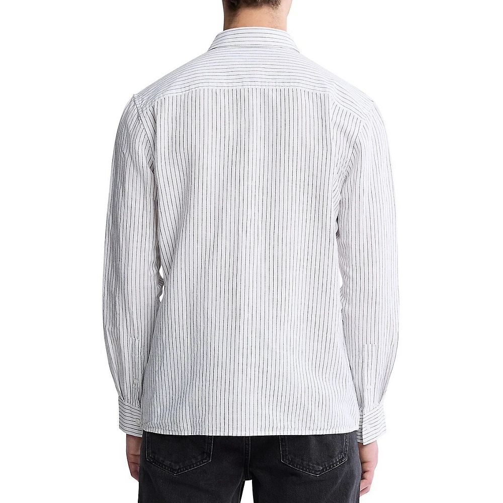 Striped Linen-Blend Classic Shirt