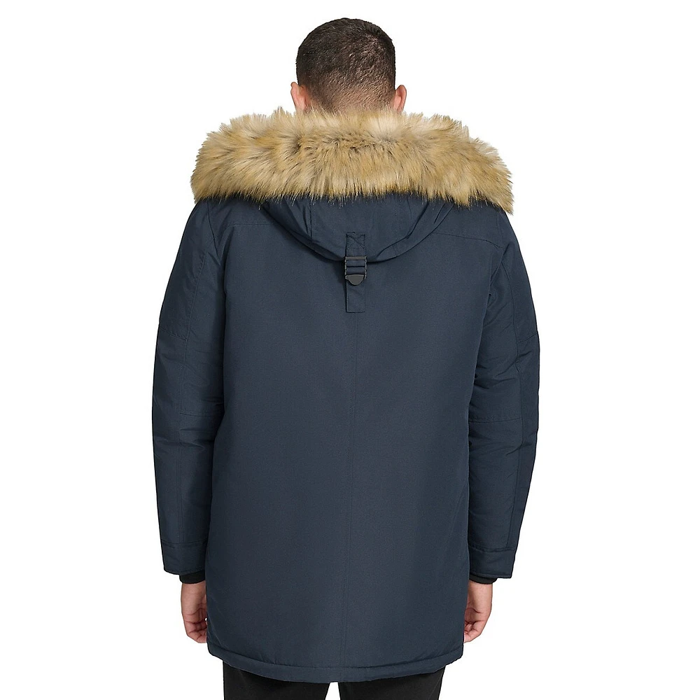 Parka en faille Arctic à bordure fausse fourrure