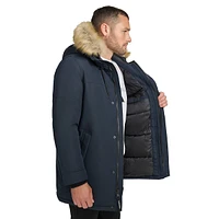 Parka en faille Arctic à bordure fausse fourrure