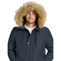 Parka en faille Arctic à bordure fausse fourrure