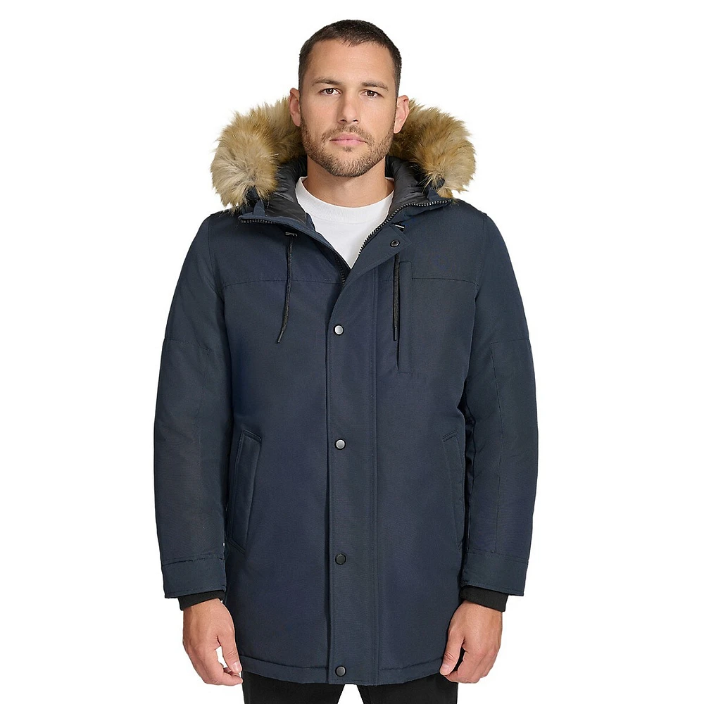 Parka en faille Arctic à bordure fausse fourrure