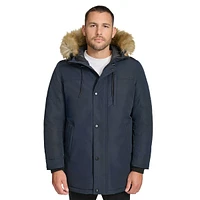 Parka en faille Arctic à bordure fausse fourrure