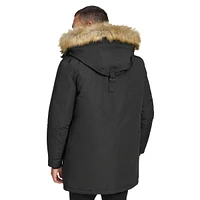 Parka en faille Arctic à bordure fausse fourrure