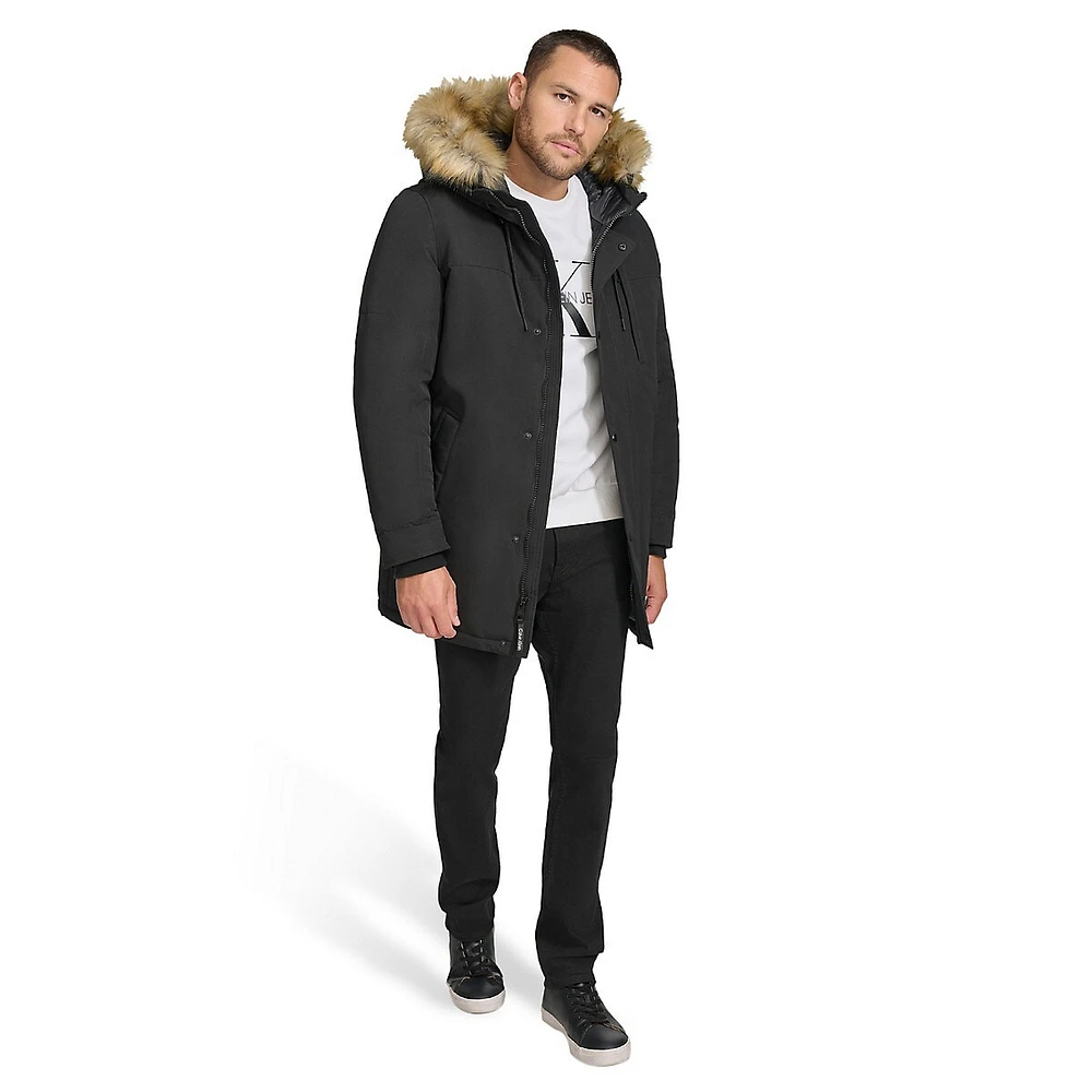 Faux Fur-Trim Arctic Faille Parka