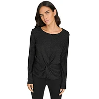 Knotted Lurex Rib Top