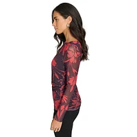 Printed Side-Ruched Stretch Top