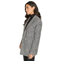 One-Button Herringbone Blazer