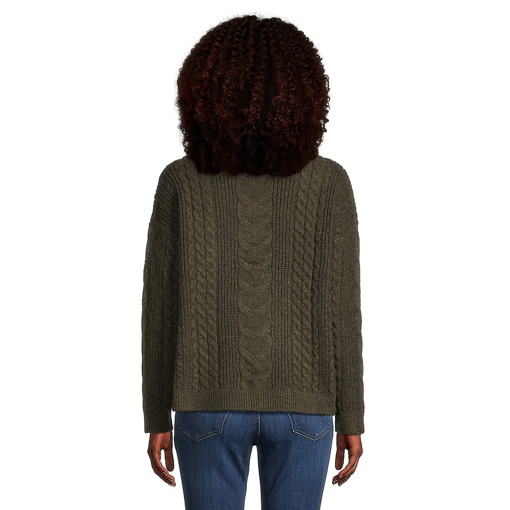 Cable-Knit Mock-Neck Sweater