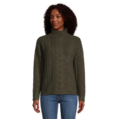 Cable-Knit Mock-Neck Sweater
