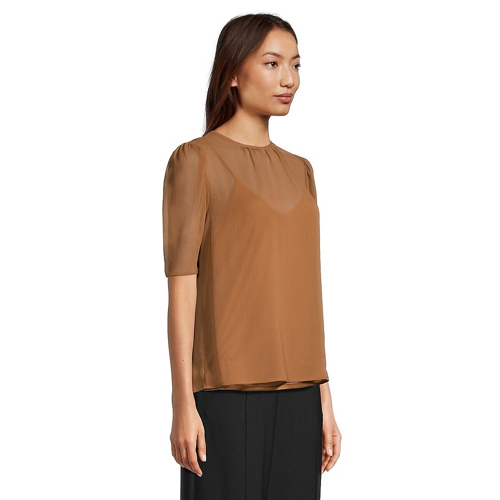 Short-Sleeve Chiffon Blouse