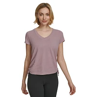 Ruched Side-Tie Piqué Mesh Top