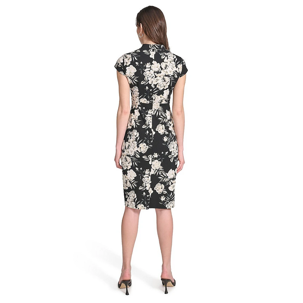 Floral Splitneck Sheath Dress