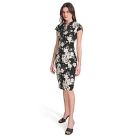 Floral Splitneck Sheath Dress