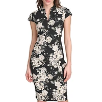 Floral Splitneck Sheath Dress