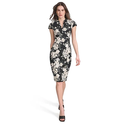 Floral Splitneck Sheath Dress