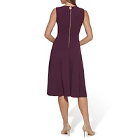 Scuba Crepe Sleeveless V-Neck Midi Dress