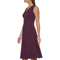 Scuba Crepe Sleeveless V-Neck Midi Dress