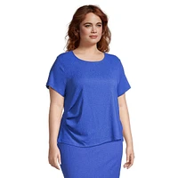 Plus Short-Sleeve Side-Ruched Top