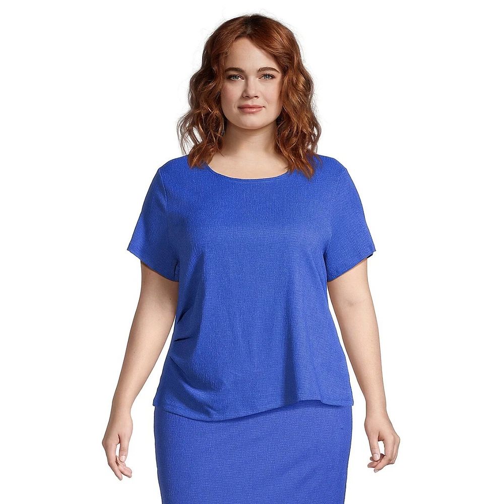 Plus Short-Sleeve Side-Ruched Top