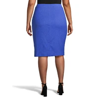 Plus Crinkle-Texture Pull-On Pencil Skirt