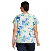 Plus Flutter-Sleep Floral Top