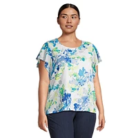 Plus Flutter-Sleep Floral Top