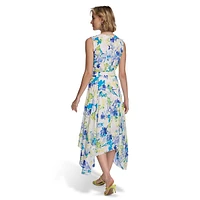 Robe midi fleurie sans manches