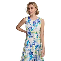 Robe midi fleurie sans manches