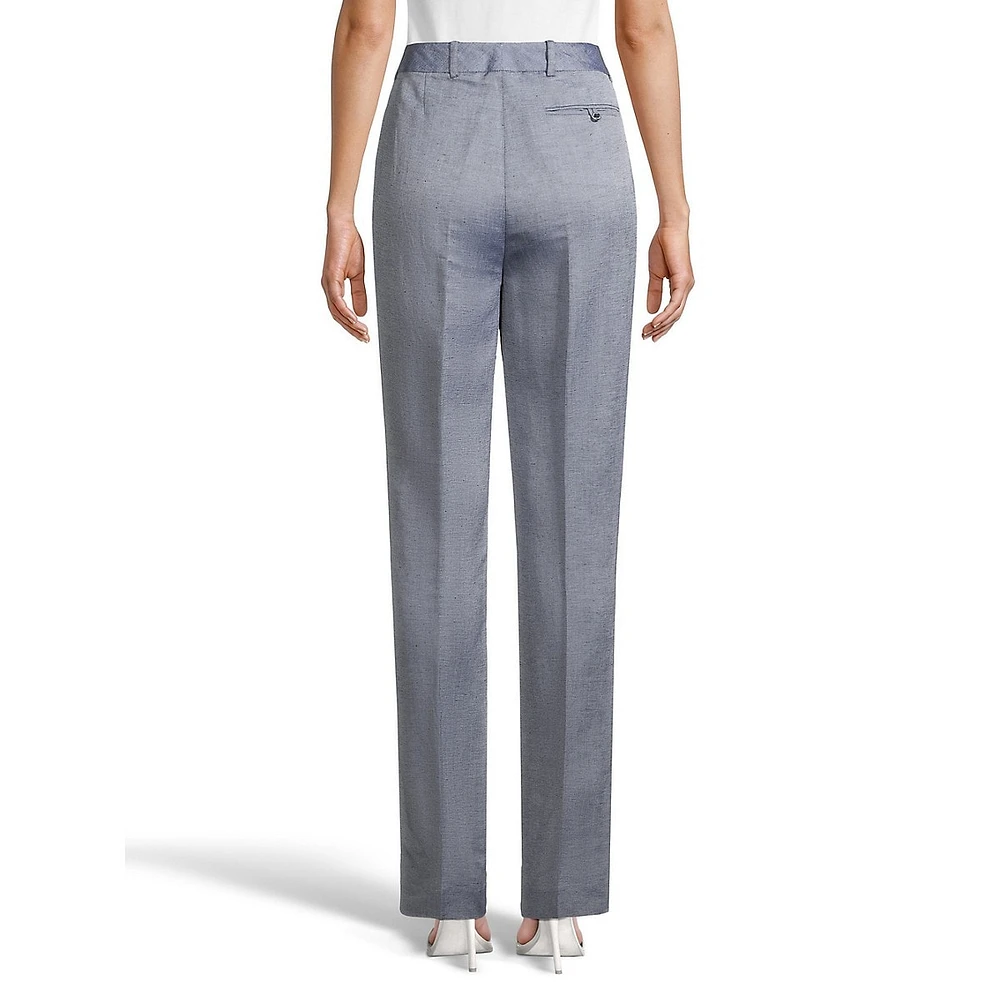 Linen-Blend Dress Pants