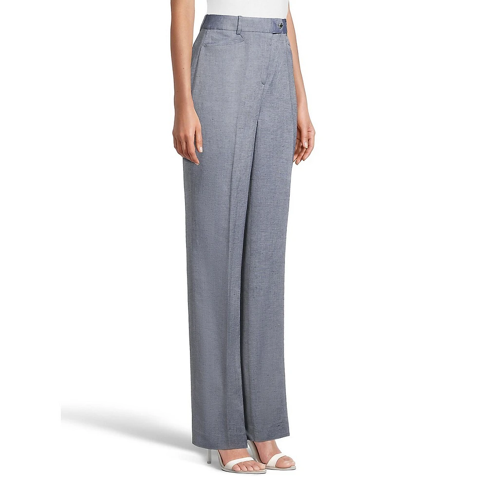 Linen-Blend Dress Pants