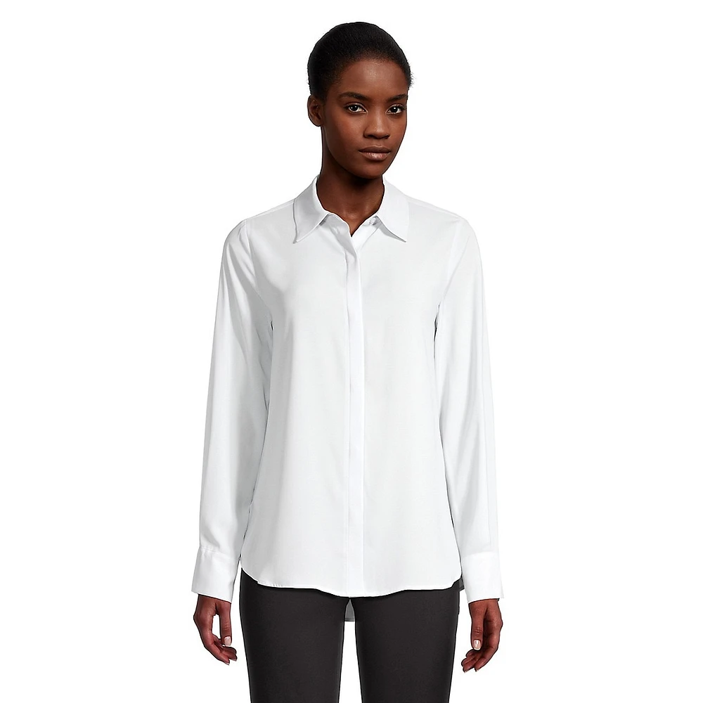 Silky Covered-Button Shirt