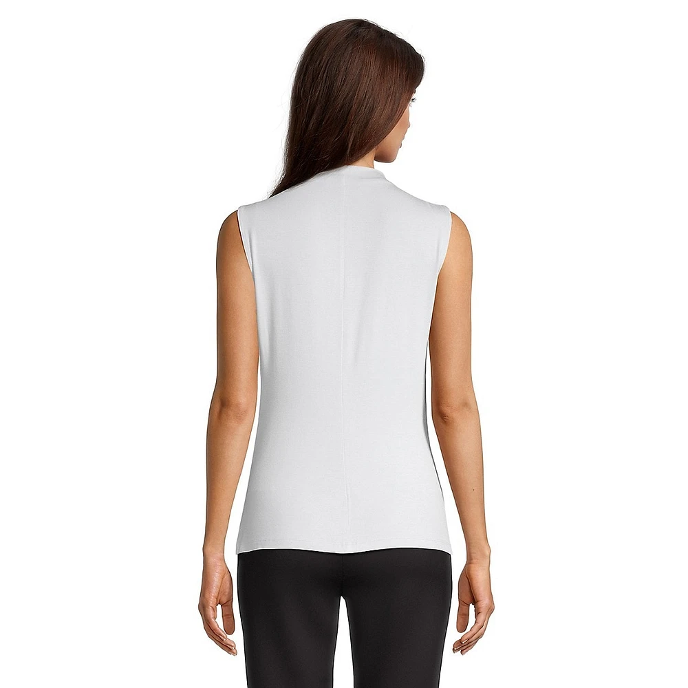 Ruched Mockneck Sleeveless Top