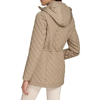 Hooded Diamond Quilt Polyfill Coat