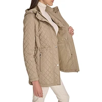 Hooded Diamond Quilt Polyfill Coat