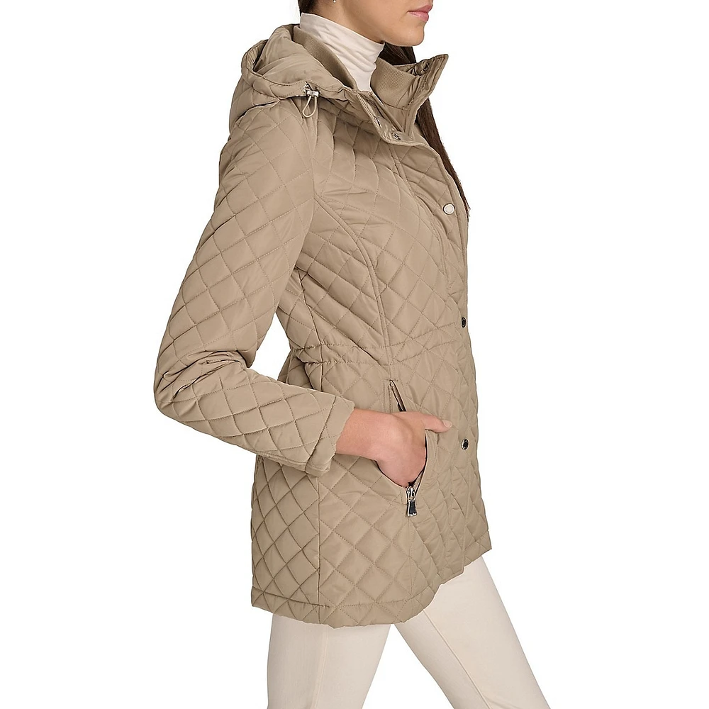 Hooded Diamond Quilt Polyfill Coat