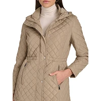 Hooded Diamond Quilt Polyfill Coat