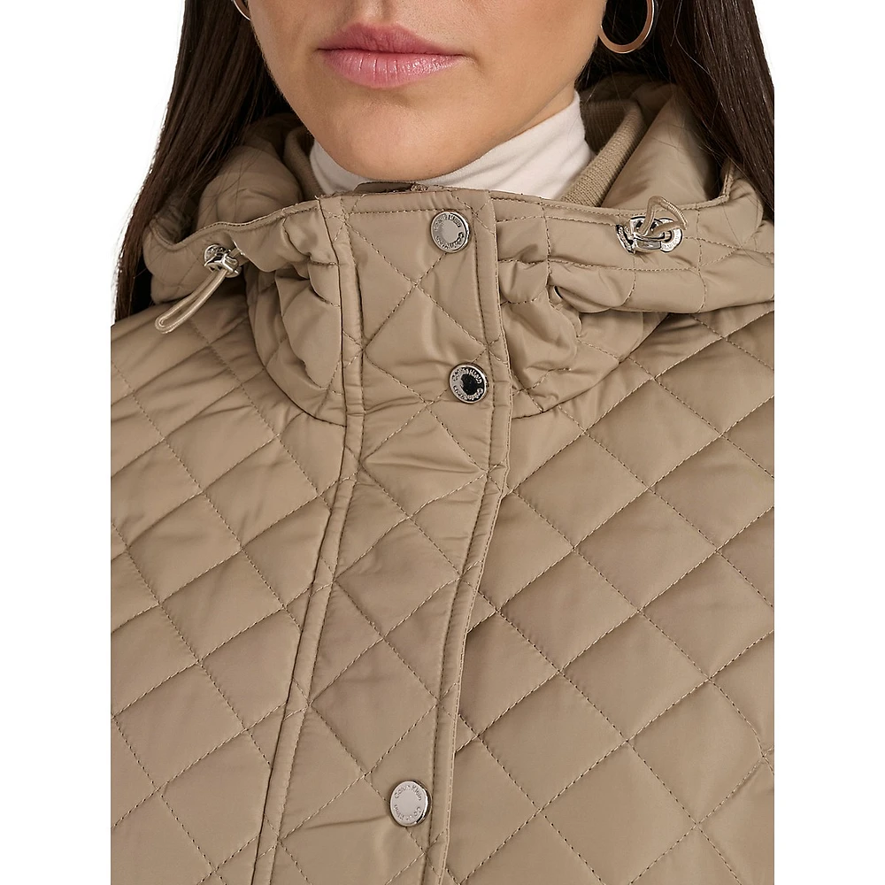 Hooded Diamond Quilt Polyfill Coat