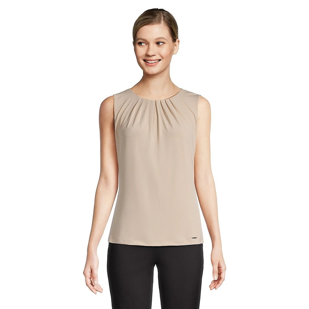 Pleated-Neckline Tank Top