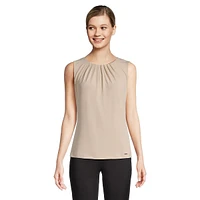 Pleated-Neckline Tank Top