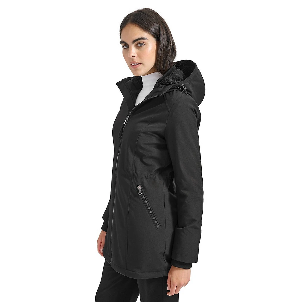 Hooded Teddy-Lined Softshell Coat