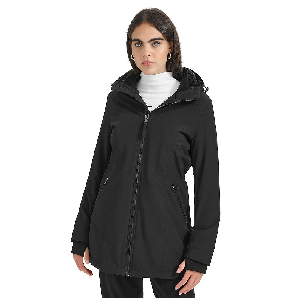 Hooded Teddy-Lined Softshell Coat