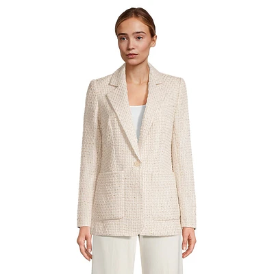 Textured Patch-Pocket Blazer