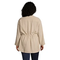 Plus Drawstring Roll-Sleeve Tunic