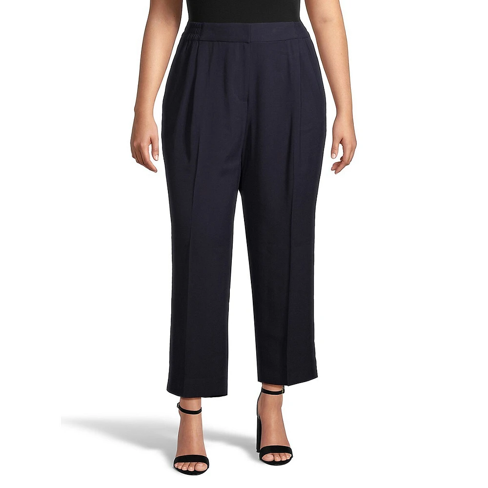 Plus Pleated & Cropped Dress Pants