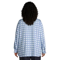 Plus Shadow-Check Roll-Sleeve Tunic