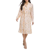 Snakeskin-Print Patch-Pocket Shirtdress