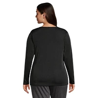 Plus Gathered-Front V-Neck Long-Sleeve Top