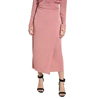 Faux Wrap Midi Skirt