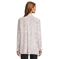 Printed Fly-Front High-Low Shirt